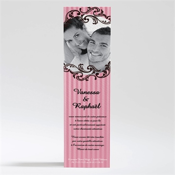 Remerciement mariage carte baroque rose