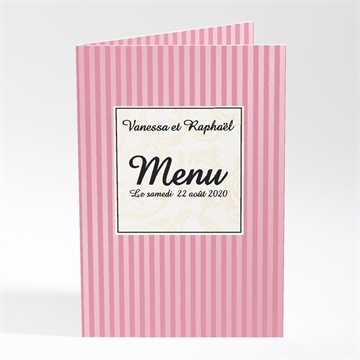Menu mariage carte baroque rose