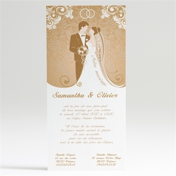 Faire-part mariage beige et blanc