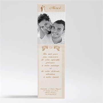 Remerciement mariage beige et blanc