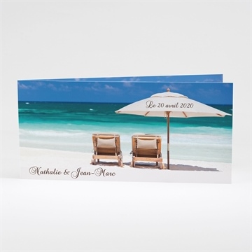 Faire-part mariage sable fin et mer turquoise...