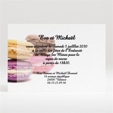 Carton d'invitation mariage jolis macarons