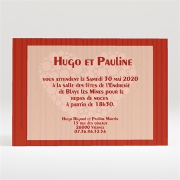 Carton d'invitation mariage rouge et romantique