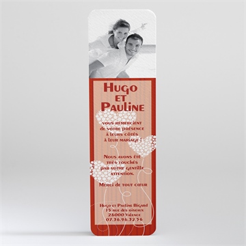 Remerciement mariage rouge et romantique