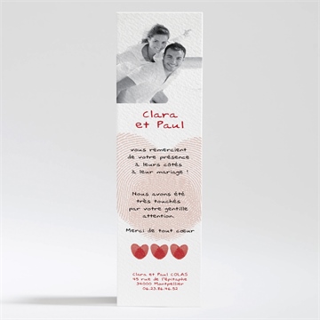 Remerciement mariage empreintes rouges