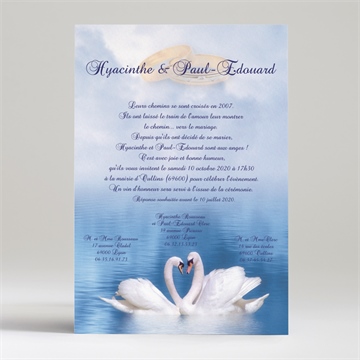 Faire-part mariage deux cygnes charmants