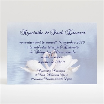 Carton d'invitation mariage deux cygnes charmants