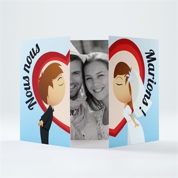 Faire-part mariage illustrations mariés comiques