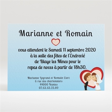 Carton d'invitation mariage illustrations mariés comiques