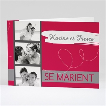 Faire-part mariage framboise et gris photo