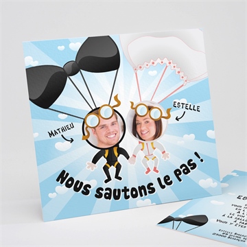 Faire-part mariage en parachute montage photo