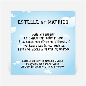 Carton d'invitation mariage en parachute montage photo