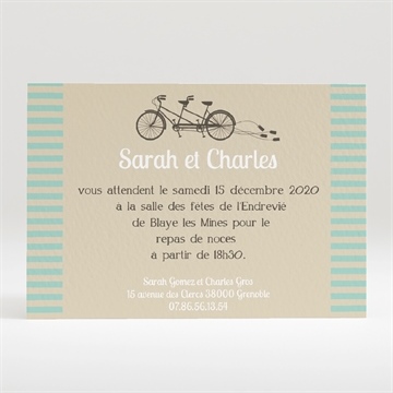 Carton d'invitation mariage deux mariés à vélo