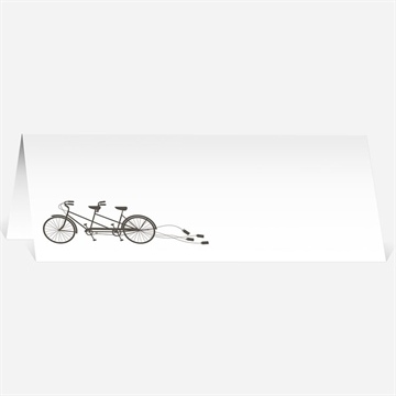 Marque-place mariage deux mariés à vélo