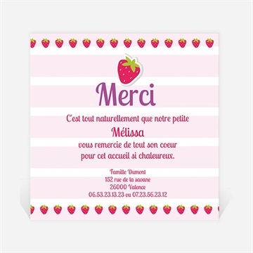 Remerciement naissance jolie petite fraise