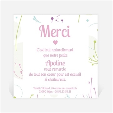Remerciement naissance faire part photo buccolique