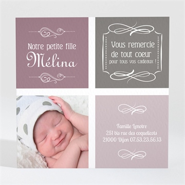 Remerciement naissance photo et typo retro vintage