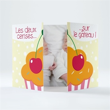 Faire-part naissance les deux cerises sur le gâteau