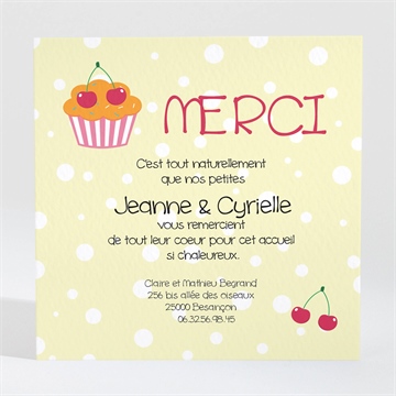 Remerciement naissance les deux cerises sur le gâteau