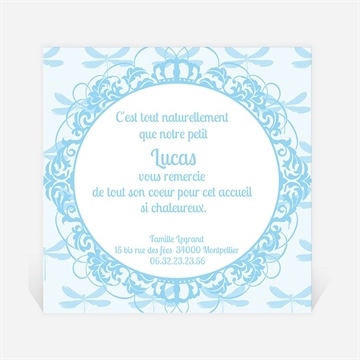 Remerciement naissance joli médaillon