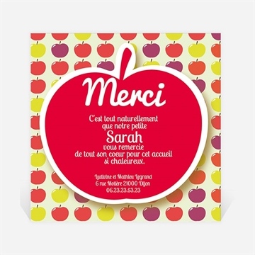 Remerciement naissance belle pomme