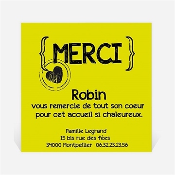 Remerciement naissance pictogrammes sur photo