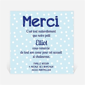 Remerciement naissance petit body garçon
