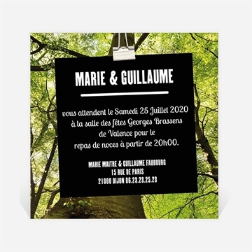 Carton d'invitation mariage marions nous dans les bois