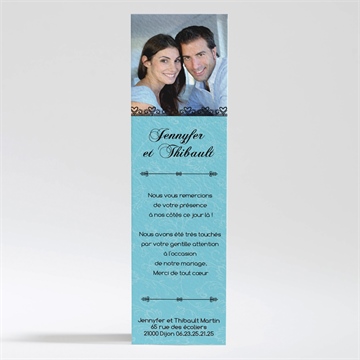 Remerciement mariage en bleu et noir