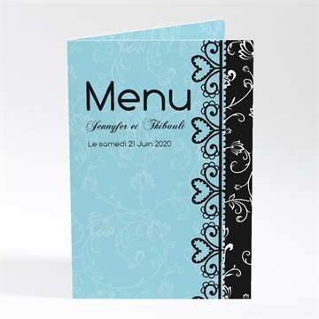 Menu mariage en bleu et noir