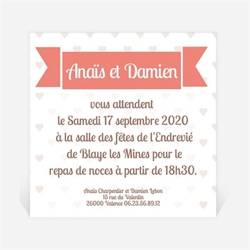 Carton d'invitation mariage ballon en coeur poétique