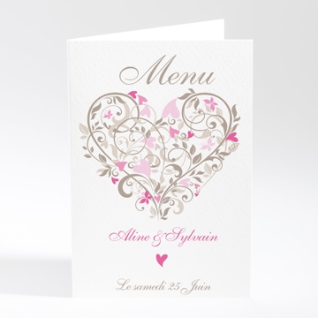 Menu mariage coeur arabesque