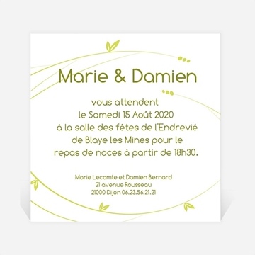 Carton d'invitation mariage moderne et printanier