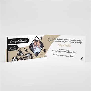 Faire-part mariage moto vintage - Intérieur du faire-part