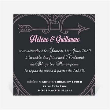 Carton d'invitation mariage programme vintage et ardoise
