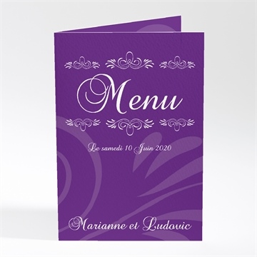 Menu mariage médaillon violet et photos