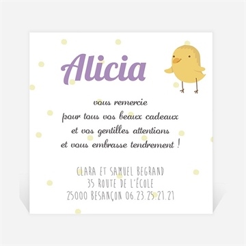 Remerciement naissance oiseaux messagers