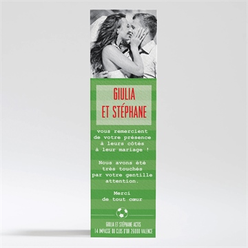 Remerciement mariage notre terrain de football