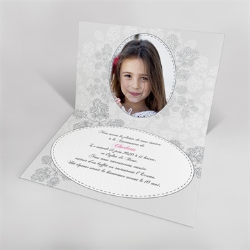 Faire-part communion double face avec photo - Faire-part ouvert