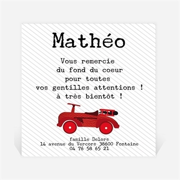 Remerciement naissance jolie voiture vintage