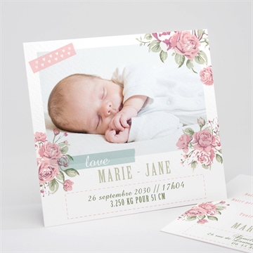 Faire-part naissance champêtre nature