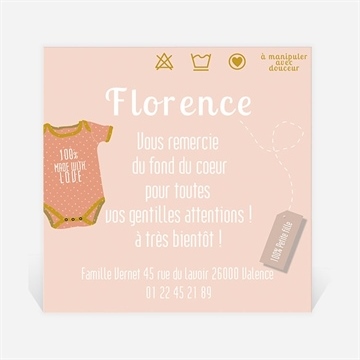 Remerciement naissance petit body fille