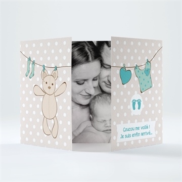 Faire-part naissance file à linge mignon