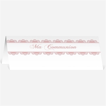 Marque-place communion dentelle rose