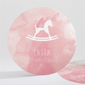 Faire-part naissance cheval à bascule  aquarelle