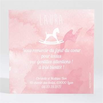 Remerciement naissance cheval à bascule  aquarelle