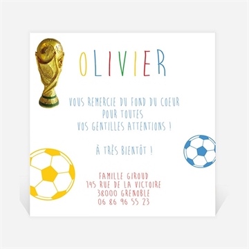 Remerciement naissance champion du monde