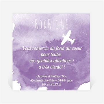 Remerciement naissance avion en aquarelle