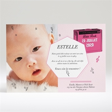 Faire-part naissance notre petit rocker - Dos du faire-part