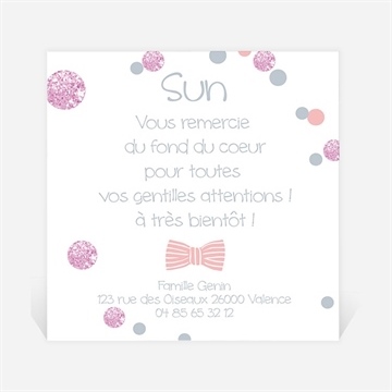 Remerciement naissance pastilles et confettis